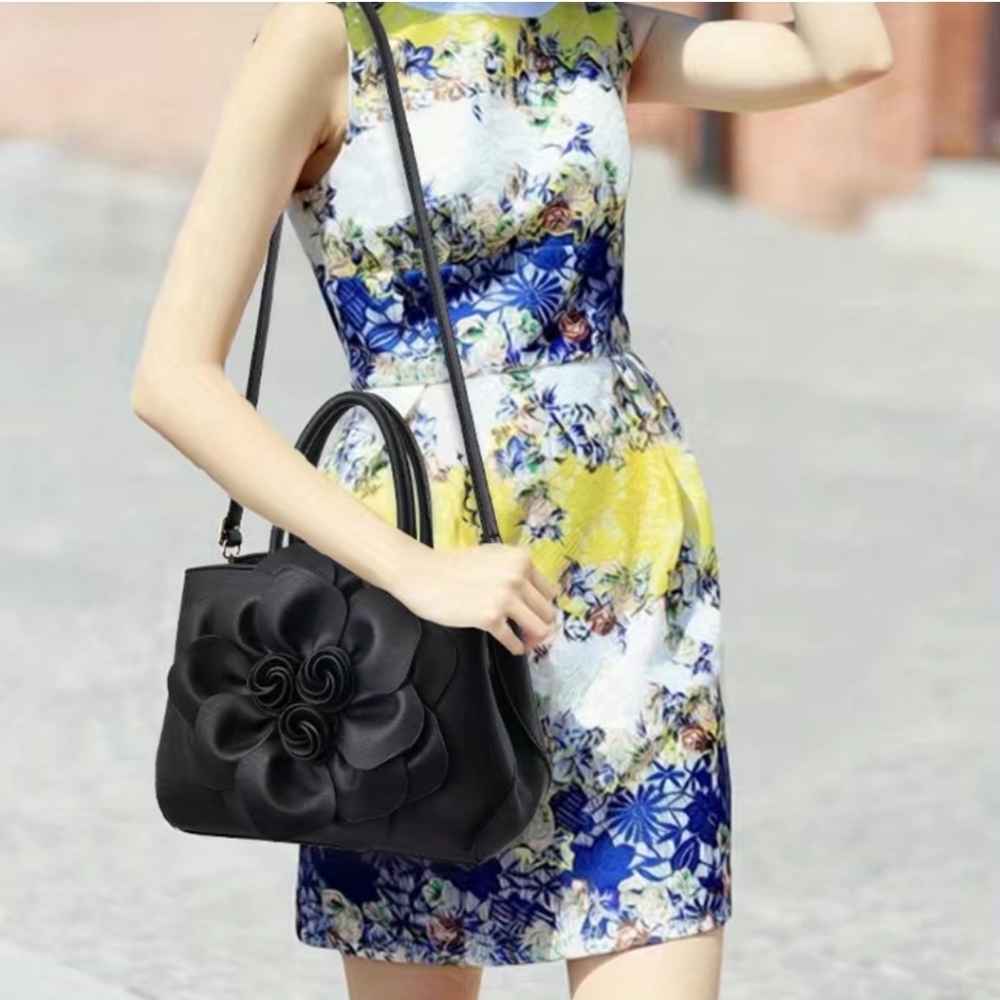 Elegant 🌼 Flower Decor convertible Bag, Satchel Casual Handbag LARGE - Picture 8 of 8